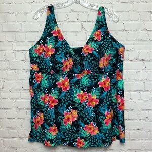 Swimsuits for All V Neck Flowy Tankini Top